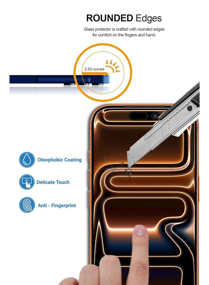 JOMILA For Apple iPhone 17 Pro Max - Combo Pack - Tempered Glass Screen Protector - Delicate Touch , Higher Transparency , Easy to Install ,Anti-scratch and Bubble-free Screen Protector Compatible With Apple iPhone 17 Pro Max - Clear - Image 4