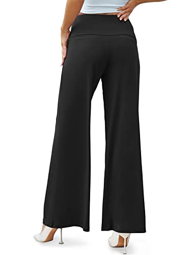 Arolina Women's Stretchy Wide Leg Palazzo Lounge Pants Casual Comfy High Waist Palazzo Pants Black - Image 3
