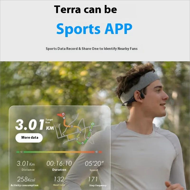Mojawa Terra Wireless Smart Bone Conduction Sports Swimming Headset, Grey - Image 4