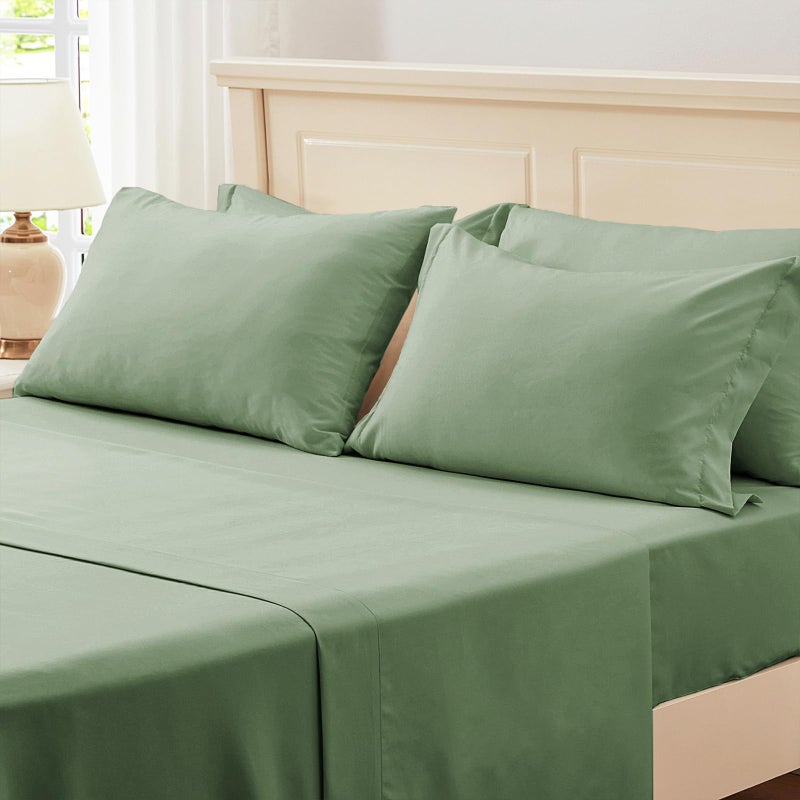 Zzlpp Queen Comforter Set 7 pieces, Sage Green Seersucker Bed in a Bag with Comforter and Sheets, All Season Bedding Sets with 1 Comforter, 2 Pillow Shams, 2 Pillowcases, 1 Flat Sheet, 1 Fitted Sheet - Image 5