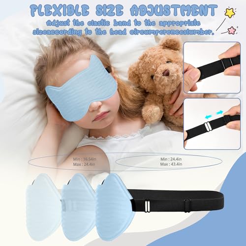 Pyopbow Kids Sleep Mask 3D Contoured Cup Eye Mask Blindfold with Adjustable Strap Kids Eye Cover for Boys Girls Teens PressureFree with Memory Foam Face Mask Blue - Image 5