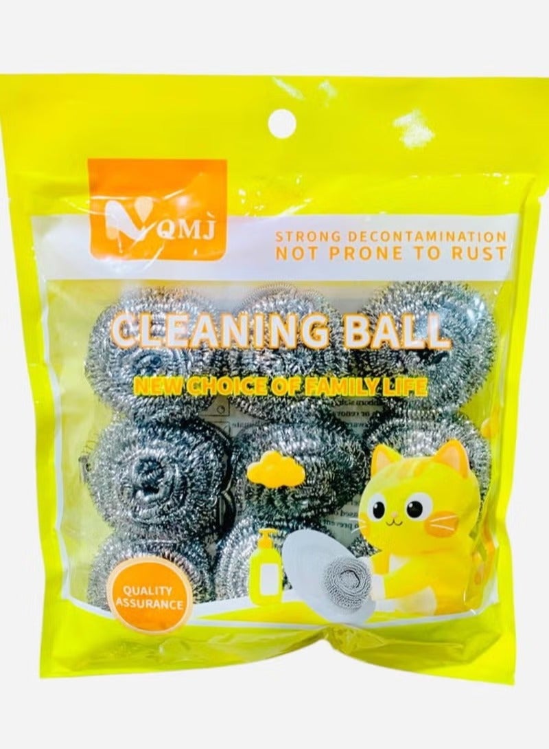 Dish wire stainless steel globe cord, anti-rust cord, heavy duty kitchen wire for cleaning pails, grill & cookas 9 pieces - silver