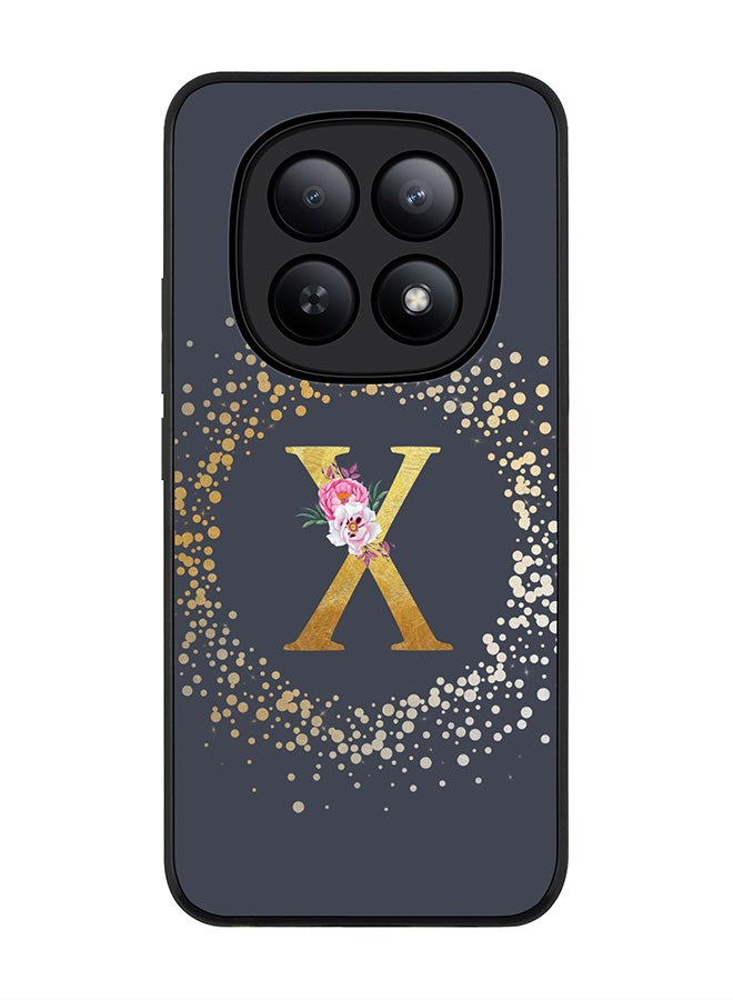 For Xiaomi Redmi Note 15 5G / Poco M8 Case,Slim fit Camera Protection, Shockproof Thin Phone cover  - Custom Monogram Floral - X  (Grey )