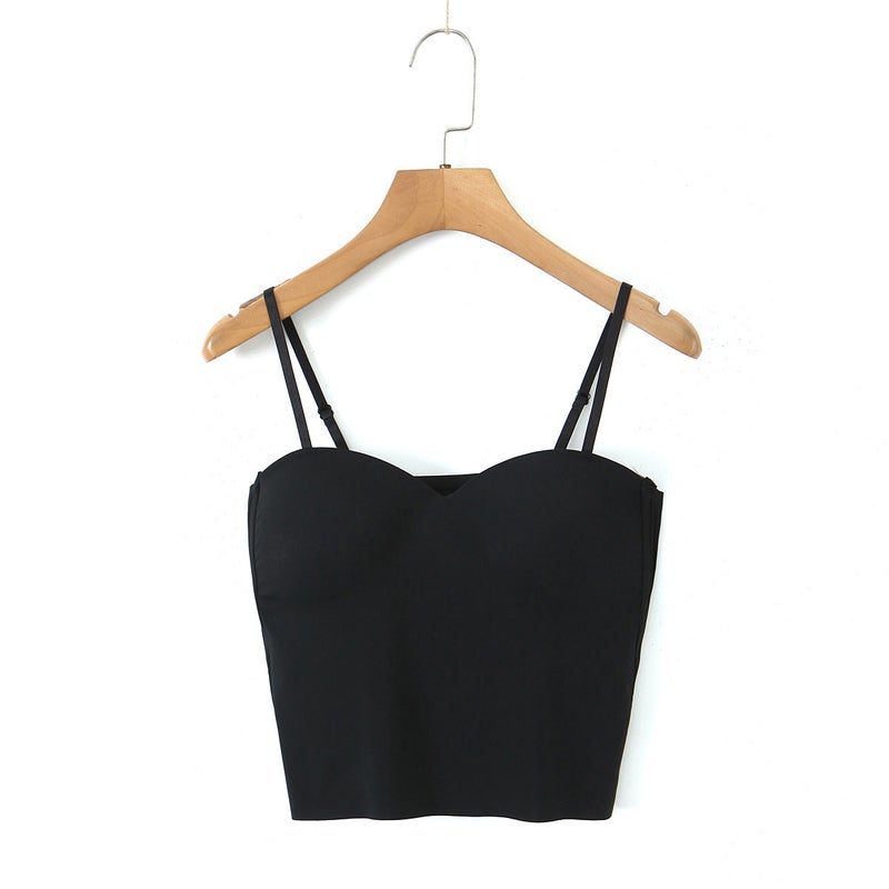 200 Jin Womens Ice Silk Traceless Camisole Gather Fixed Cup Underwear Fat MM Outer Wear Top White - Image 2
