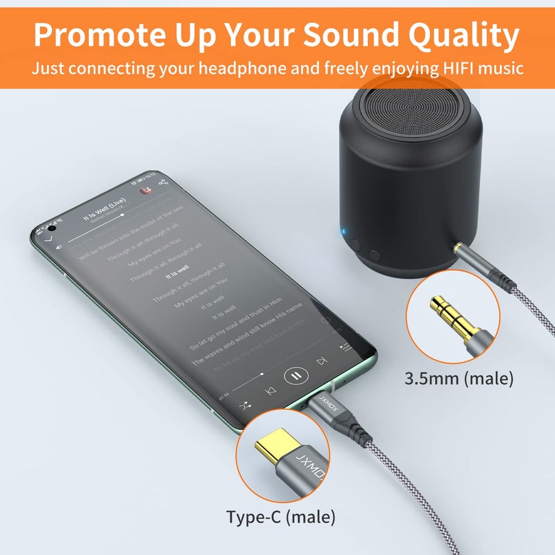 JXMOX USB C to 3.5mm Audio Aux Jack Cable (4ft 2-Pack), Type C to 3.5mm Headphone Car Stereo Cord Compatible with iPhone 17 Air 16 15 Pro Max, Samsung Galaxy S25 S24 S23 Note 20, Pixel 9 8, iPad Pro - Image 2