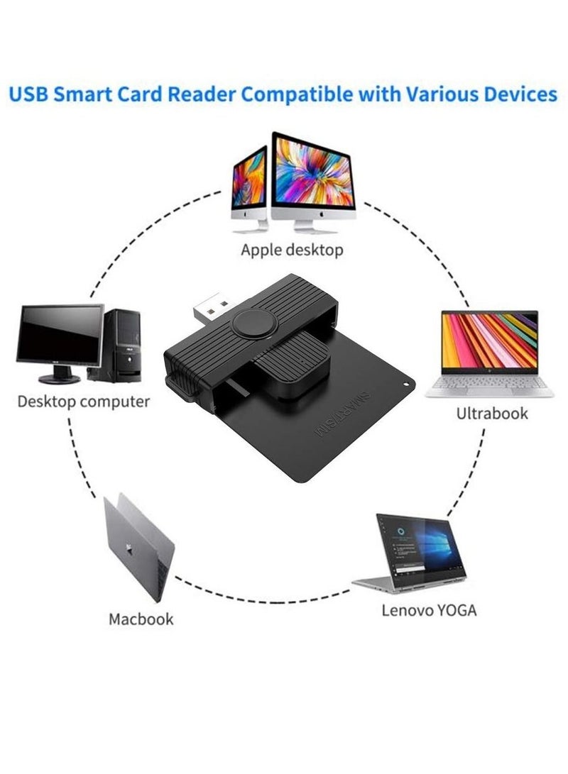 Captaintech USB Smart Card Reader Portable CAC Smart Card Reader Universal Access Card Adapter for (CAC/Electronic ID/IC Bank/Health Insurance Card Compatible with Windows XP/Vista/7/8/11 Mac OS - Image 2