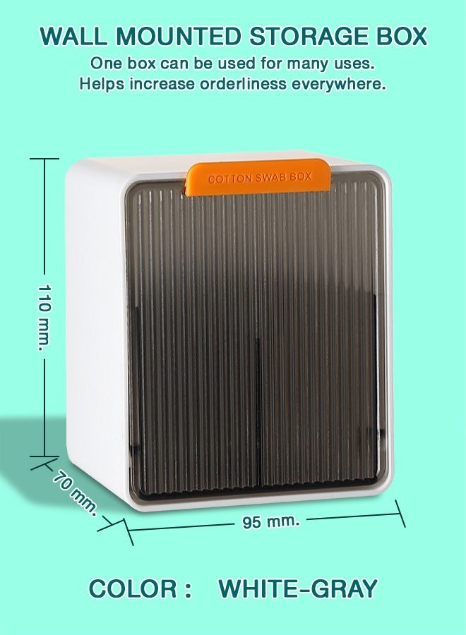 Multifunctional Storage Box, Cotton Swab Box with 2 Storage Compartments, Suitable for Cotton Pads, Cotton Swabs, Hair Ties - Image 1