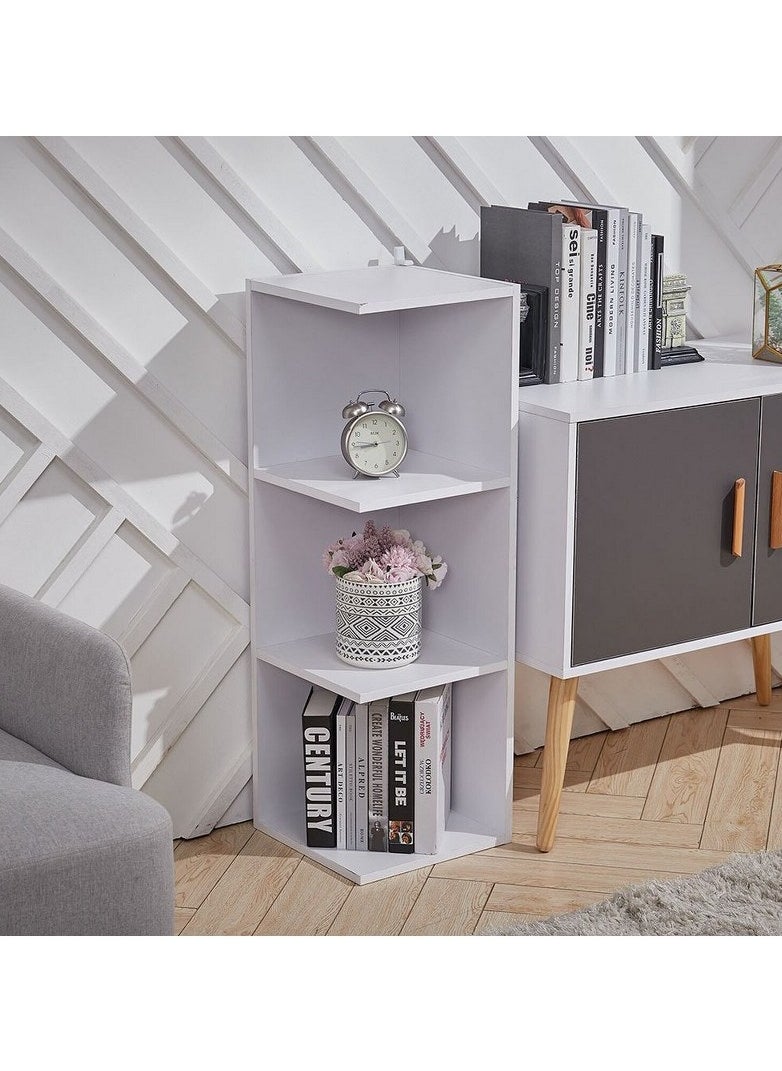 Home Gallery "home gallery Corner Square Bookcase Storage Book Shelf Unit Bookshelf Display - White / 90cm  "  - Image 1