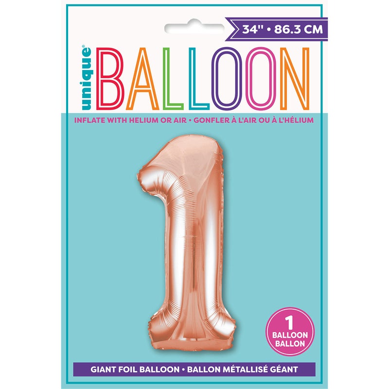 Unique Rose Gold Number 1 Shaped Foil Balloons - 34" (Pack Of 5) - Premium Quality Party Decorations For Birthdays, Anniversaries & Special Celebrations - Image 4