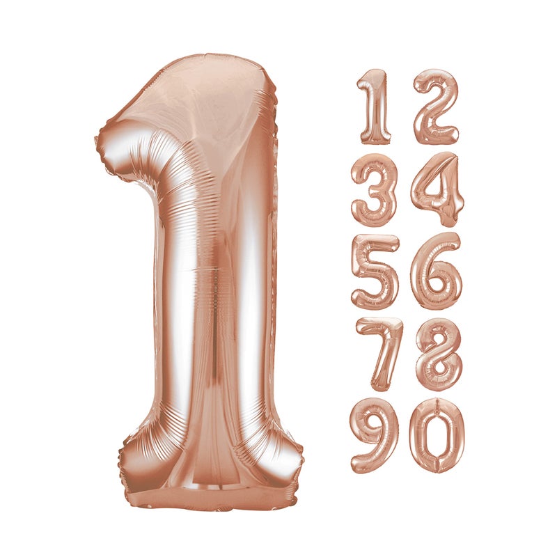 Unique Rose Gold Number 1 Shaped Foil Balloons - 34" (Pack Of 5) - Premium Quality Party Decorations For Birthdays, Anniversaries & Special Celebrations - Image 3