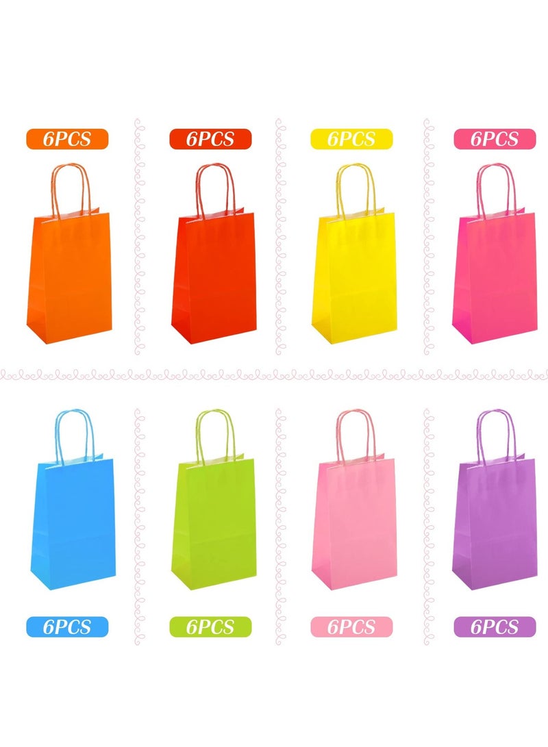 SYOSI Party Gift Bags, 8 Colors Bulk Small Gift Bags with Handles Kraft Paper Rectangular Packing Shopping Bags Candy Packaging Bags Suitable for Children Birthdays, Weddings, Baby Shower, Etc. (48 Pieces) - Image 4