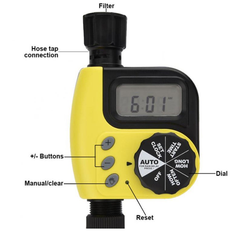 Garden Irrigation Water Controller 2.5 Inch LCD Screen Waterproof - Precise 1-240Min Watering Timer Automatic Water-Saving for Outdoor Garden Plant Care - Image 3
