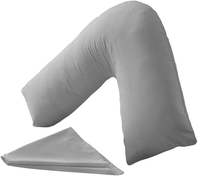 CnA Stores Orthopaedic VShaped Pillow Extra Cushioning Support For Head Neck  Back Grey Vpillow With Cover
