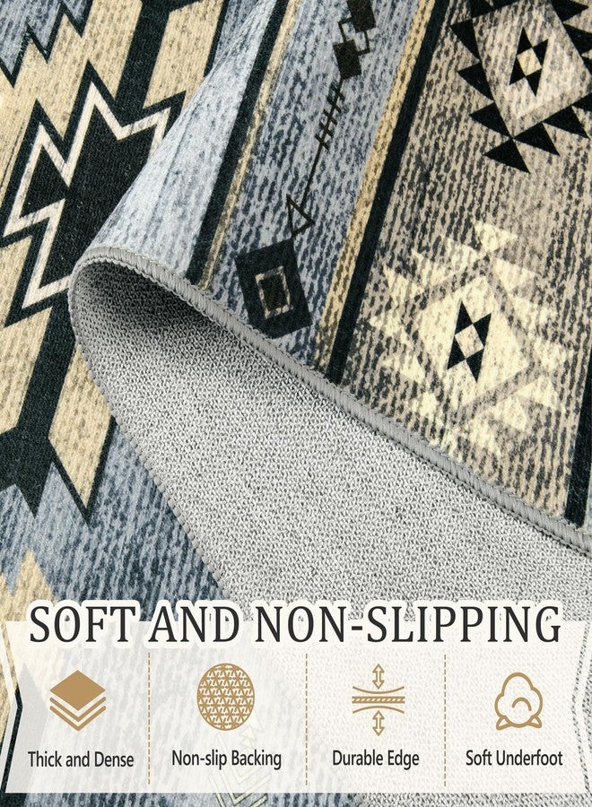 B BENRON Living Room Rugs 5x7 Grey Rug Aesthetic Rugs for Bedroom Throw Rugs with Rubber Backing Washable Area Rugs for Kitchen Dining Floor Non Slip Indoor Carpet Western Home Decor - Image 4