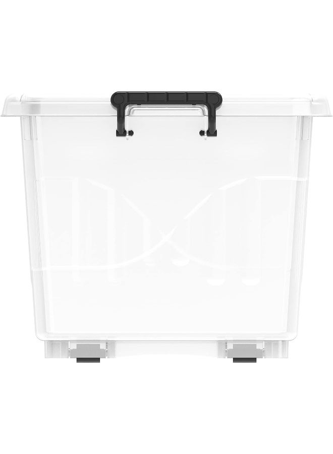 Cosmoplast صندوق تخزين بلاستيكي شفاف سعة 55 لتر مع عجلات وغطاء قابل للقفل (عبوة من 2) - Image 4
