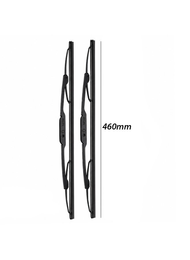 HANSA 18 Inch (460mm) Universal Car Windshield Wiper Blade Set, Premium Natural Rubber Wiper Blades, Metal Frame Windshield Wipers, All Season Rain Wiper, Streak Free Cleaning, Quiet Operation, Easy Installation, Front Glass Wiper Blades for Cars ERPCWP 10046 - Image 2