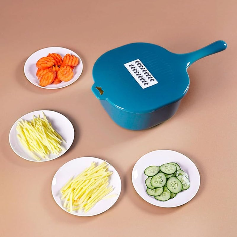 مبشرة وخضار من الفولاذ المقاوم للصدأ مع صندوق تخزين وفرامة طعام يدوية داكنة - Image 4