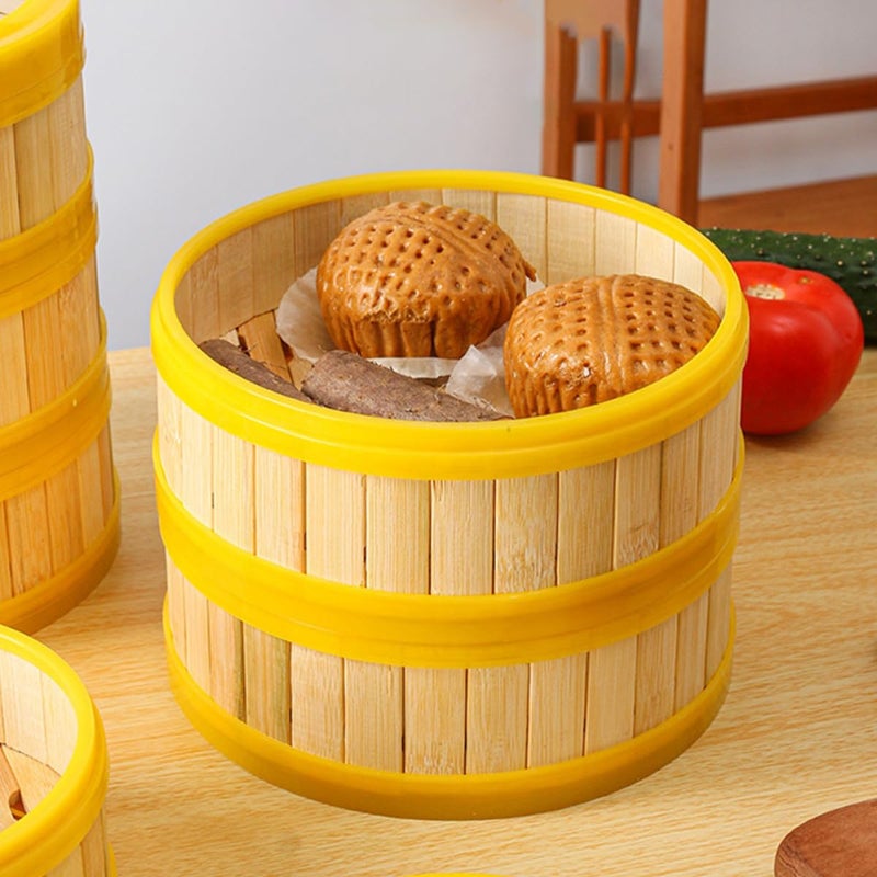 Bamboo Steamer Basket Set 3.5 Inch with Lid for Dumplings Cooking Kitchen Restaurant Use - Image 5
