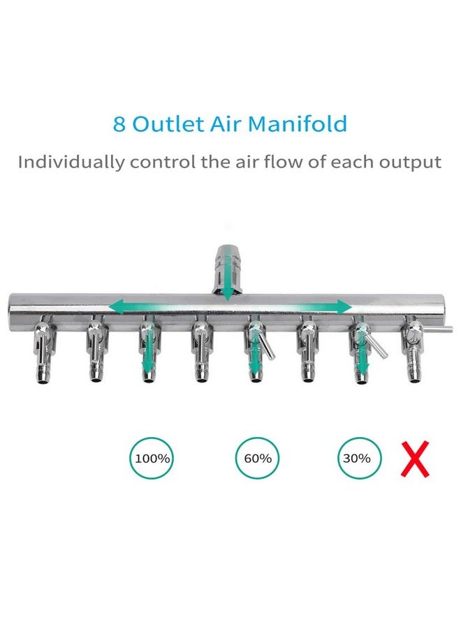 Pawfly Pawfly 8-Way Aquarium Air Flow Control Lever Valve Chromium Copper Distributor Fish Tank Splitter Pump Accessories  - Image 2