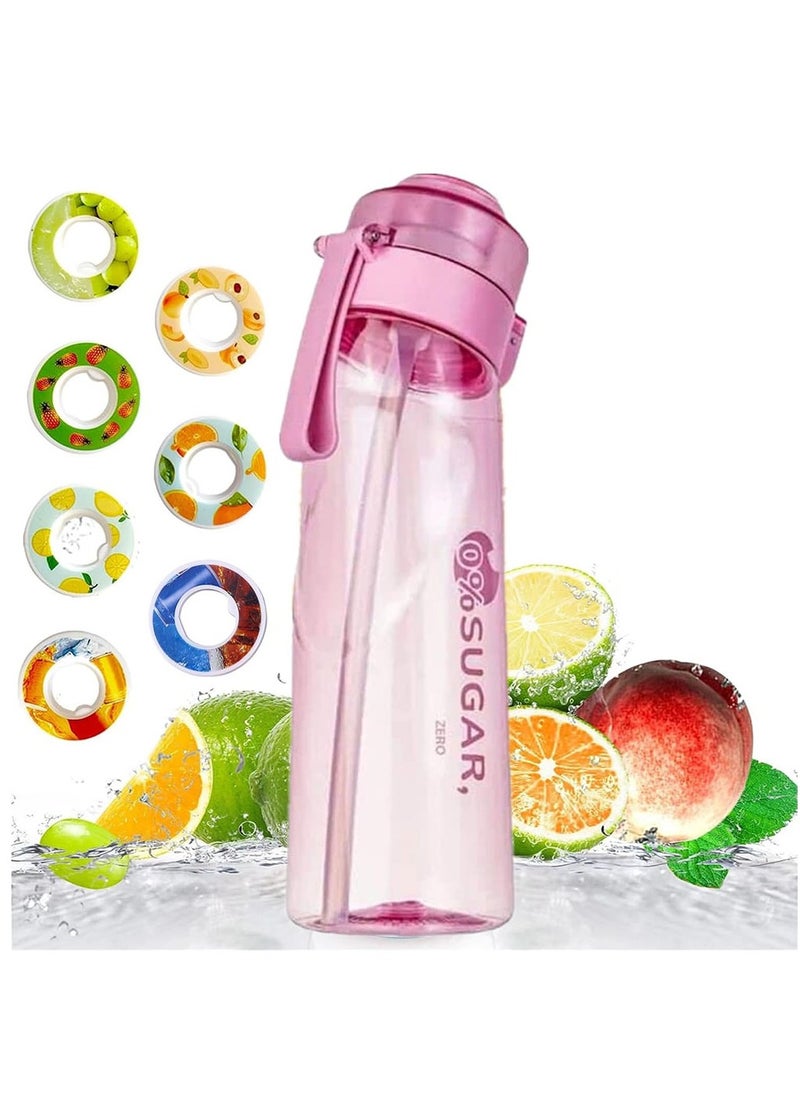 Arabest - Sports Air Water Bottle BPA Free Starter up Set Drinking Bottles 650ML Fruit Fragrance Water Bottle with 7 Flavour pods%0 Sugar Water Cup for Gym and Outdoor Gift (Pink) - Image 1