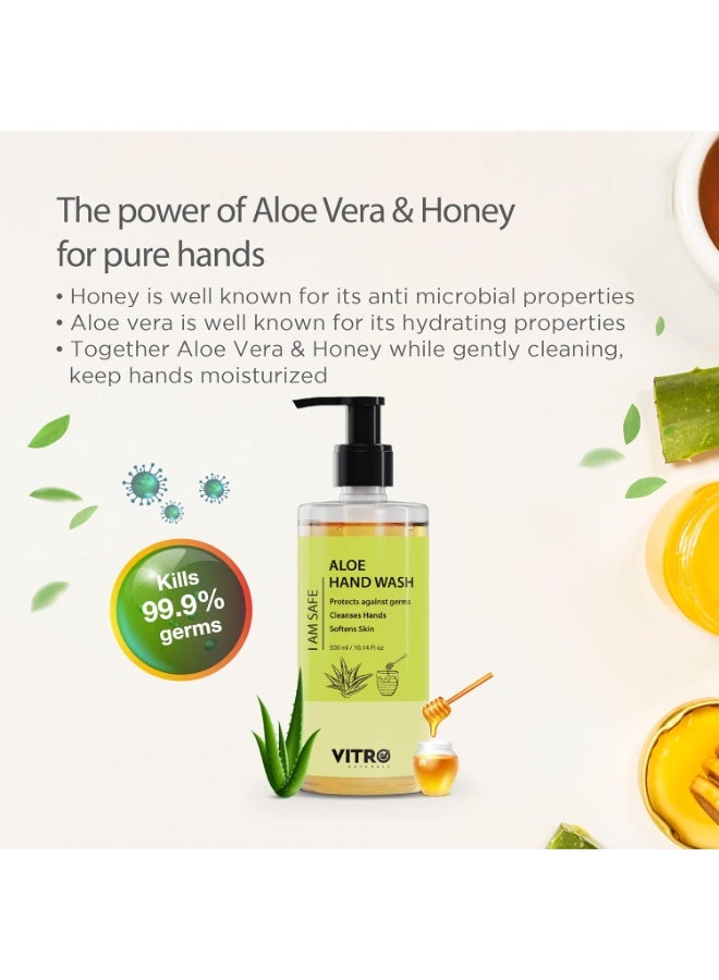 VITRO Aloe Hand Wash 300ml | Germ Protection | Gentle on Skin | Enriched with Aloe Vera & Honey - Image 2