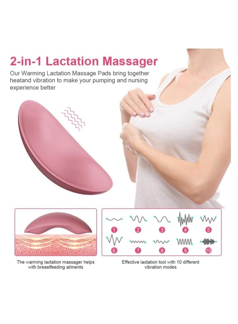 Heating Lactation Mssager Vibrating Breast Massager 2 in1, 3 Adjustable Heating + 10 Vibration for Clogged Ducts,Breastfeeding Massager to Improve Milk Flow and Congestion (Pink) - Image 3