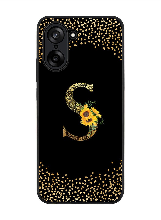 Stylizedd For OnePlus Nord CE5 / Ace 5 Racing Case,Slim fit Camera Protection, Shockproof Thin Phone cover  - Custom Floral Monogram - S ( Black )