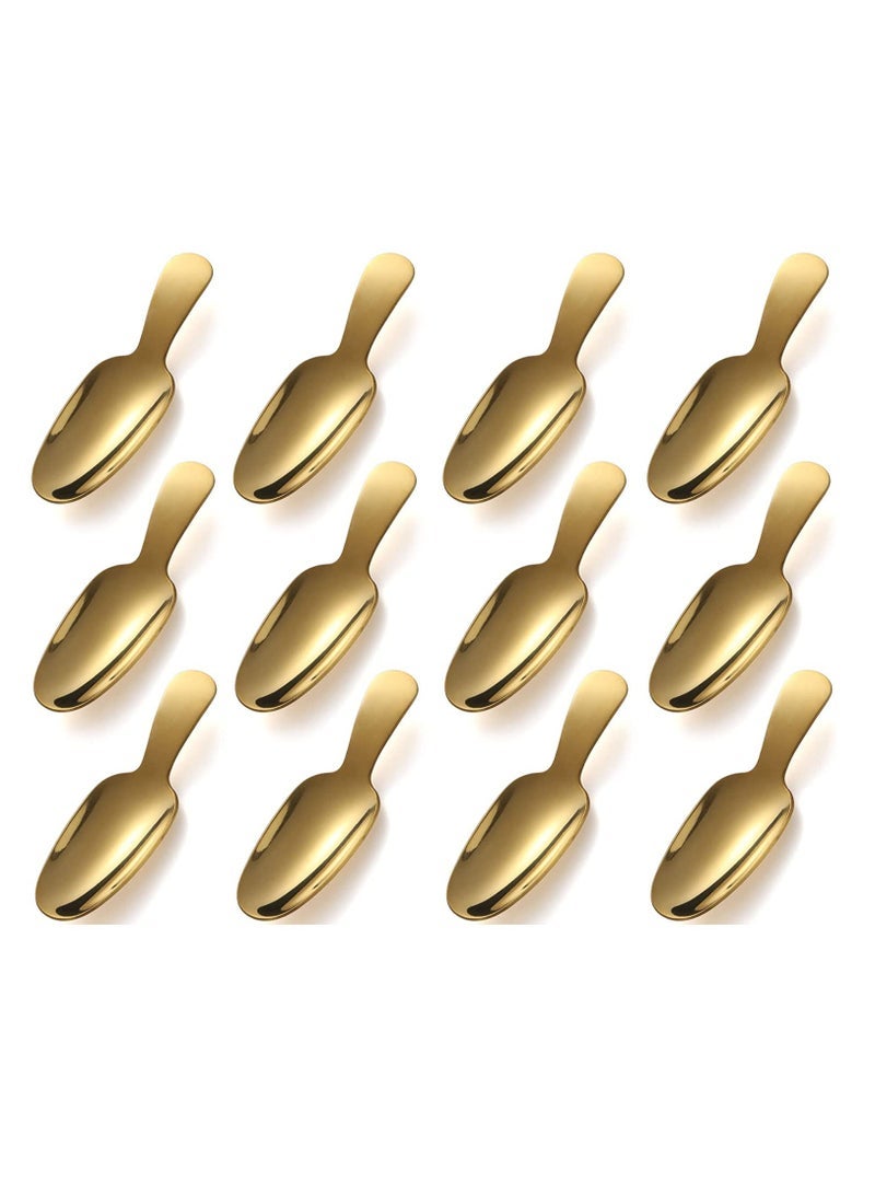 Spoon, 12 Pcs Stainless Steel Salt Spoon Short Handle Coffee Scoop Mini Tea Spoons for Small Jars, Sugar, honey, Spice, Ice Cream (12 x Gold) - Image 1