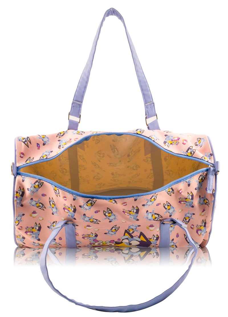 Fast Forward Bluey Duffle Bag for Girls | 16" Lightweight Pink Travel Bag with Bluey | Overnight Weekender Bag with Shoulder Strap | Bluey Gifts for Girls | Ages 3+ - Image 5
