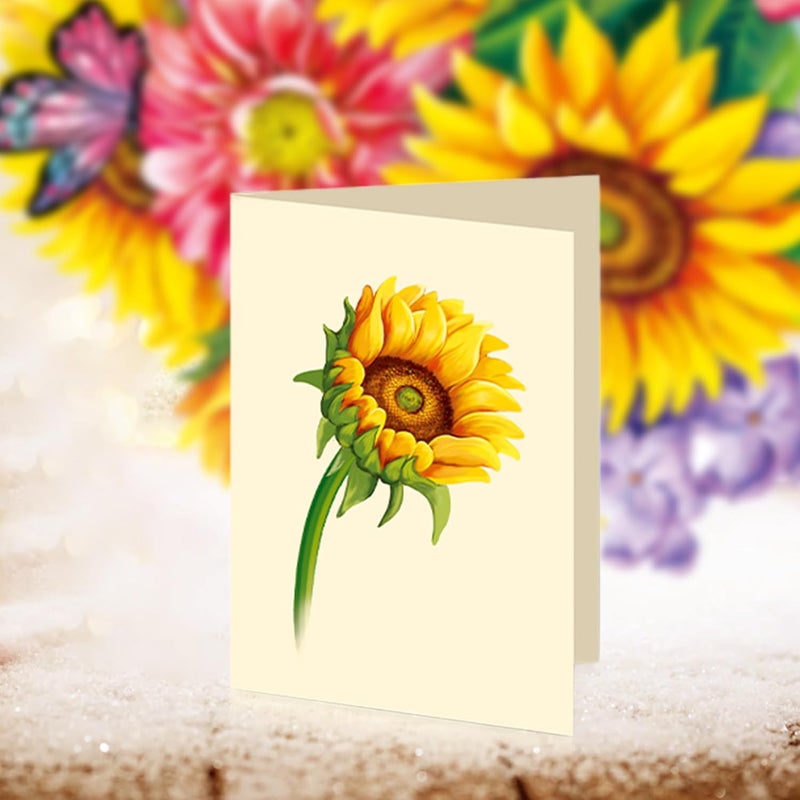 Airpark Pop Up Card Paper Flowers Bouquet, 3D Popup Greeting Cards with Note Card & Envelope, Birthday Cards Birthday Gifts Get Well Cards for Women Mom Wife, 14" Sunflowers - Image 4