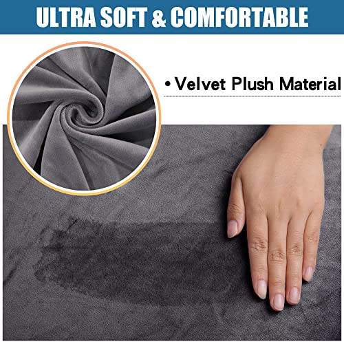 Smiry Velvet Seat Covers for Dining Room Chair Set of 2, Stretch Fit Removable Washable Chair Seat Cushion Protector Slipcovers with Ties, Grey - Image 2