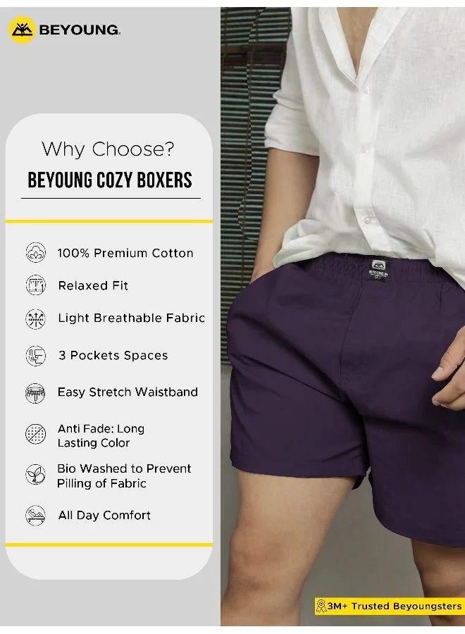 Beyoung Plain Dark Violet Mens Boxer