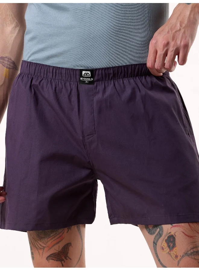 Beyoung Plain Dark Violet Mens Boxer