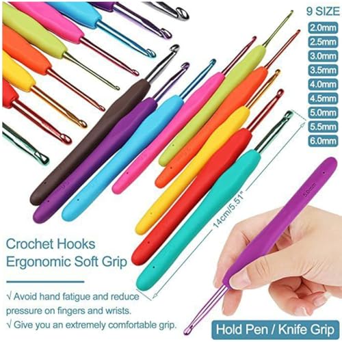 Tusmad Crochet Set Knitting Needle Kit 107 Pcs Starter Kit for Beginners, Ergonomic, Crochet Hooks Travel Bag,for Beginners Adults or Kids Crochet Kits Include Yarn with Crochet Hooks, Stitch Markers & Accessories (Cherry Pink color storage bag ) - Image 2