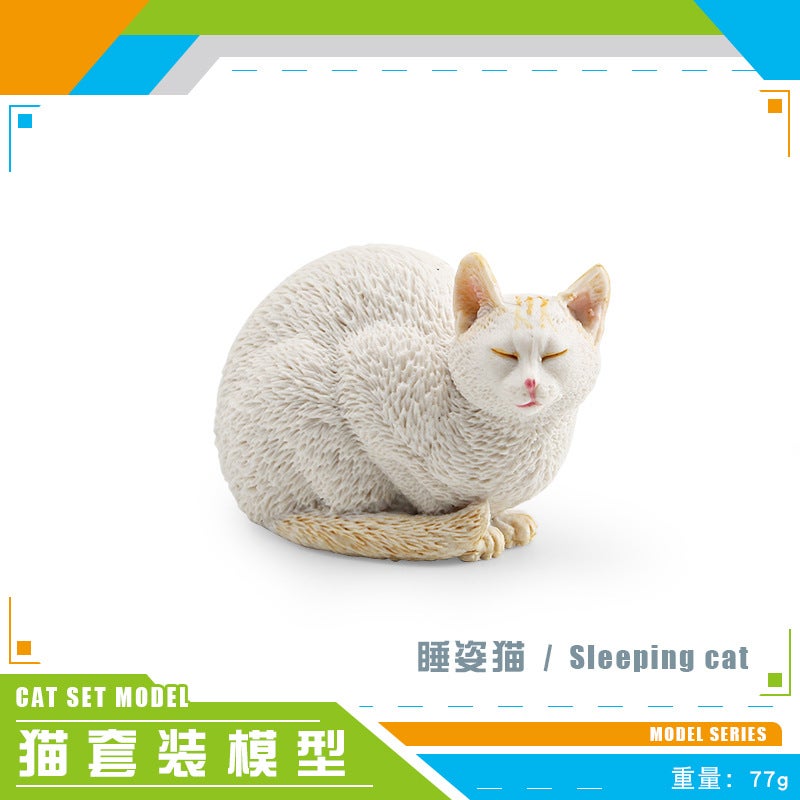 Realistic Short-haired Cat Sleeping Praying Kitten Cute Kune Kune Cat Figurine Home Decor Model Toy PL127-2887 sleeping cat 77g 