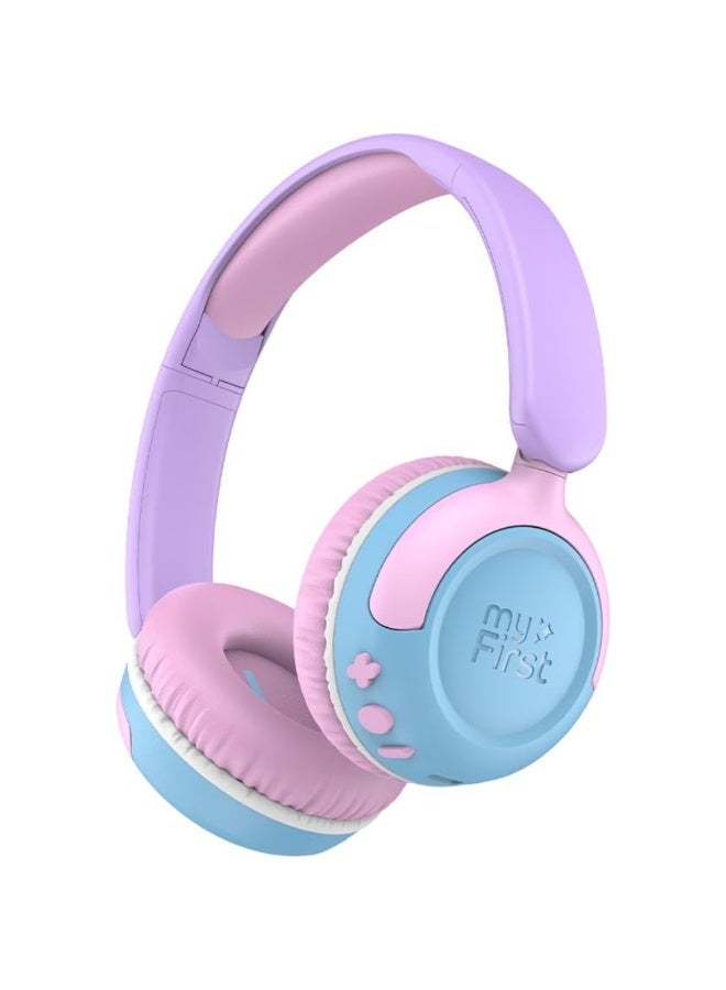 myFirst CareBuds Max - Wireless Headphones for Kids with Microphone Interchangeable EarPads Smart Volume Limit 52 Hours Playtime Fast Charging (Cotton Candy Mix) - Image 1