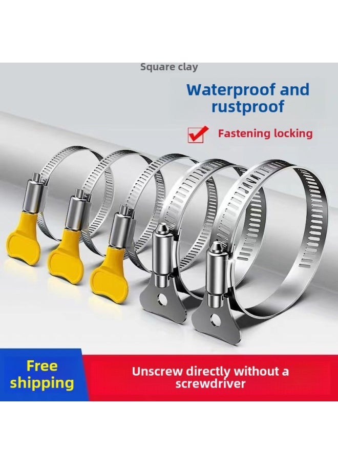 Generic - 304 Stainless Steel Clamp Pipe Clamp Strong American Hose Hoop Hoop Pipe Clamp Pipe Bracket Bridge Buckle Factory-Specification Model:Handle 13-19mm [special For Gas Tanks] - 2 Pieces (screwdriver Not Included) - Image 1
