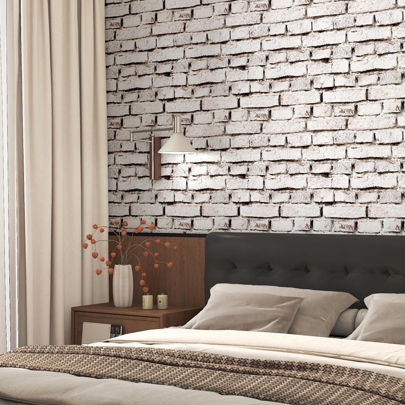 tiltil White Brick Wallpaper Peel and Stick Wallpaper 17.7" x 78.8" Brick Contact Paper Self Adhesive Wallpapers Removable Brick Countertop Contact paper for Cabinets Drawers Bathroom Wallpapers Vinyl Roll - Image 2