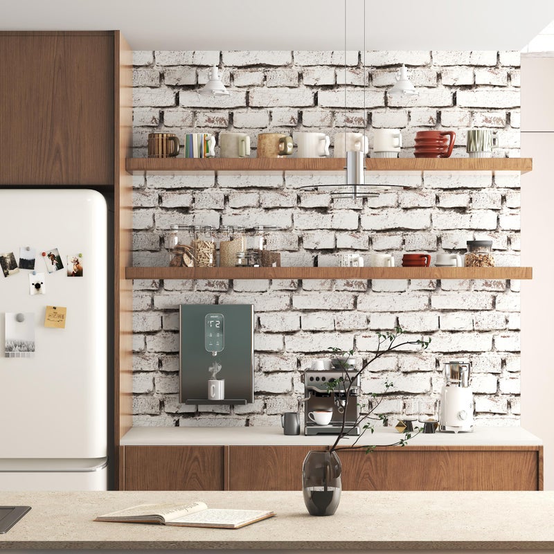 tiltil White Brick Wallpaper Peel and Stick Wallpaper 17.7" x 78.8" Brick Contact Paper Self Adhesive Wallpapers Removable Brick Countertop Contact paper for Cabinets Drawers Bathroom Wallpapers Vinyl Roll - Image 3