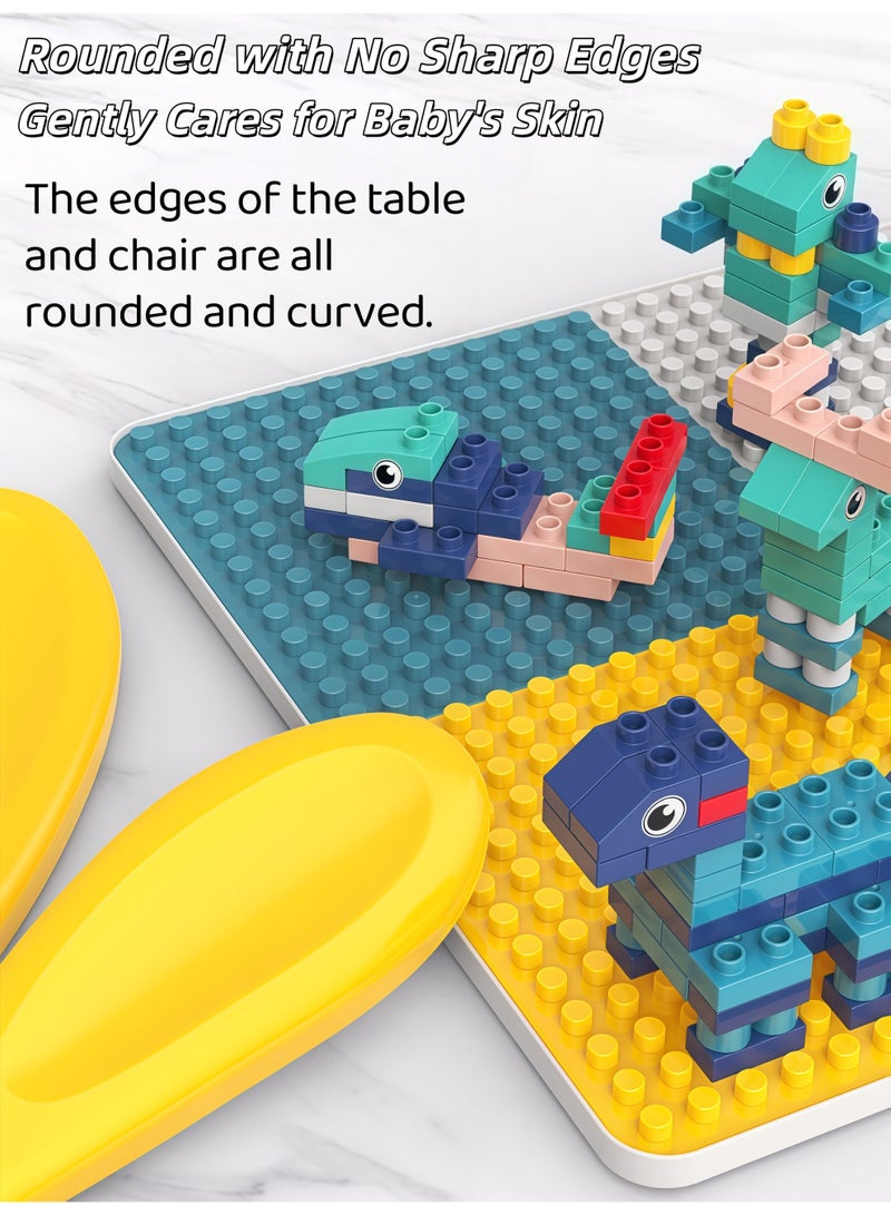 XiuWoo Kids' Building Block Table,Toddler Blocks Toy Set,Kids 5-in-1 Multi Activity Table Set,Kids Activitle and Chair Set,All-in-One Multi Activity Table with Storage Building Blocks Table Compatible with Classic Bricks Craft Learn Play Water Sand Table,For Kids Ages 3+ - Image 5