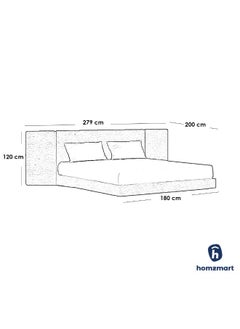 Homzmart MDF and Mixed Velvet Super King Bed Grey - 180x200x120 cm  - Image 2