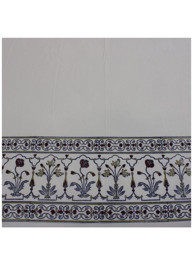 MARHABA CURTAIN 100% Cotton Jaipuri Handblock Print Double Bed Sheet with 2 Pillow Covers Premium Quality, Soft, Breathable (CREAMLILLY BORDER 01)  - Image 4