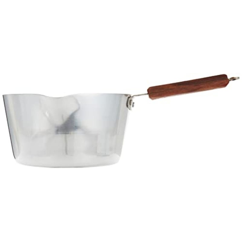 Aluminium wooden handle milk pan for tea, rice, sauce and coffee preparation, 22 cm, natural wood color, lightweight and heat-resistant - Image 2