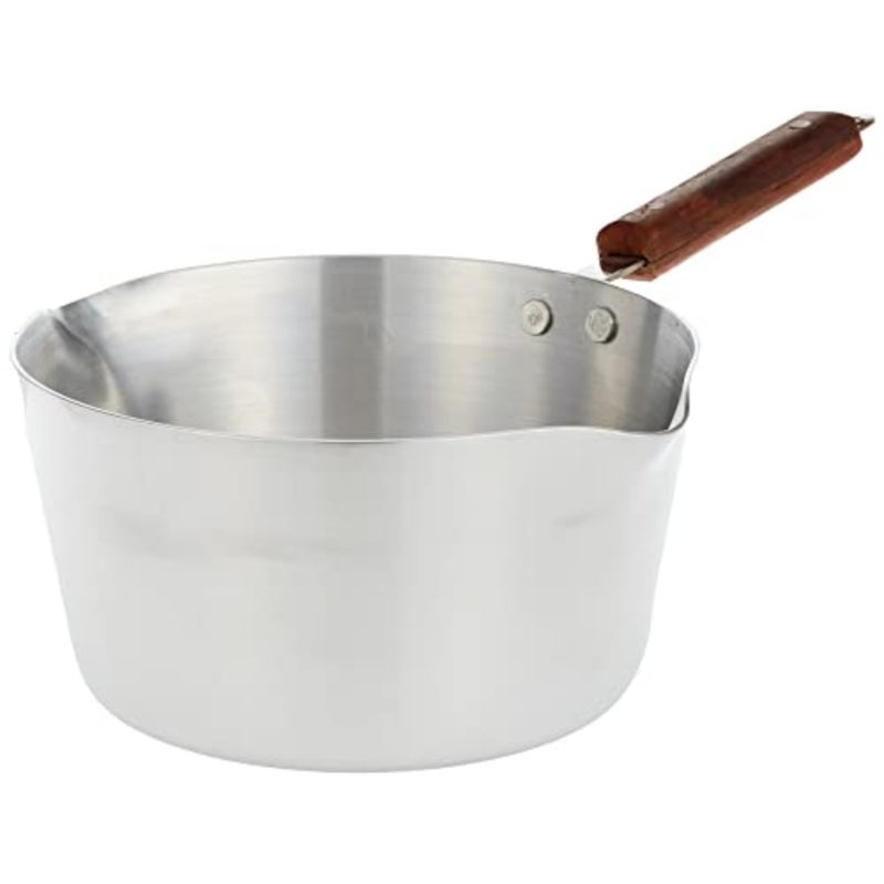 Aluminium wooden handle milk pan for tea, rice, sauce and coffee preparation, 22 cm, natural wood color, lightweight and heat-resistant - Image 1