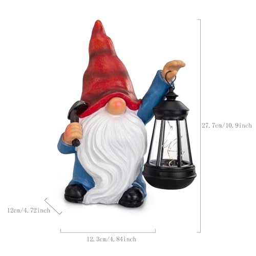 halp·ssfm Garden Gnome Statue Solar Light Outdoor Decorations Figurine with Lantern Led Shovel Sculpture Lawn Patio Yard Porch Outside Christmas Housewarming Gifts for Women Mother's Day Grandma - Image 4