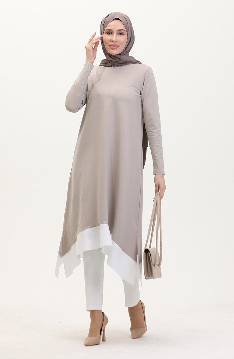 Sefa Merve Skirt Garnish Tunic 10508-03 Stone  - Image 1