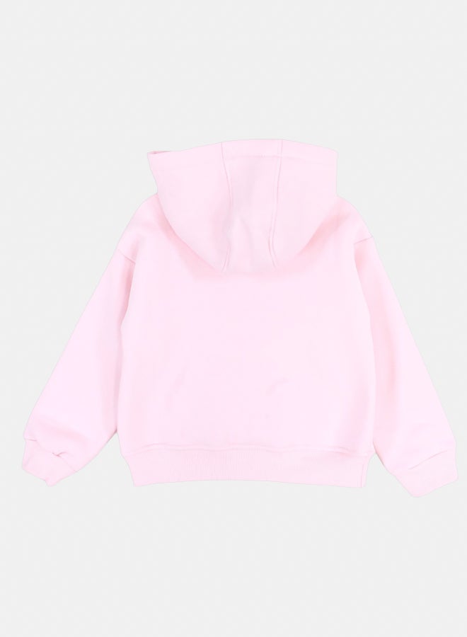 اوركيدز هودي قطن سادة للبنات – وردي - Image 2