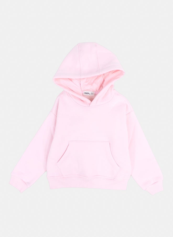 اوركيدز هودي قطن سادة للبنات – وردي - Image 1
