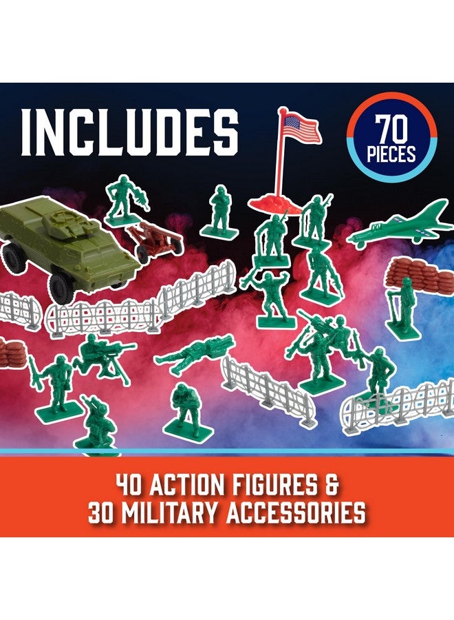 SCS Direct جنود الجيش الحديثة لعبة الأشكال - مجموعة كبيرة 70 قطعة - مجموعة ألعاب جنود الحرب العالمية الثانية مع الأسلحة والمعدات والإكسسوارات، ألعاب القتال والجيش للأولاد - رائعة لوقت اللعب، الديورات، الهدايا - Image 2
