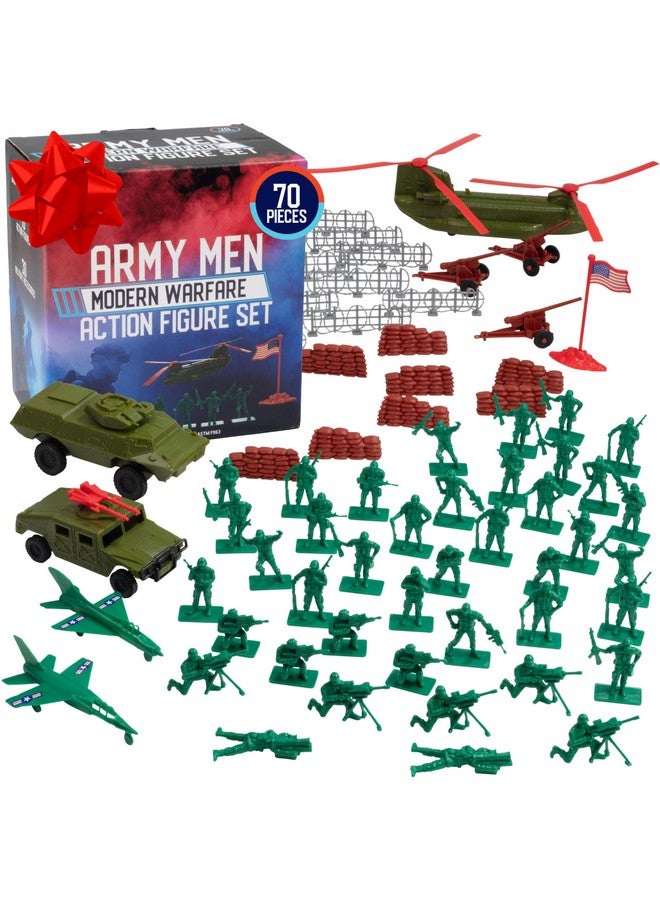 SCS Direct جنود الجيش الحديثة لعبة الأشكال - مجموعة كبيرة 70 قطعة - مجموعة ألعاب جنود الحرب العالمية الثانية مع الأسلحة والمعدات والإكسسوارات، ألعاب القتال والجيش للأولاد - رائعة لوقت اللعب، الديورات، الهدايا - Image 1
